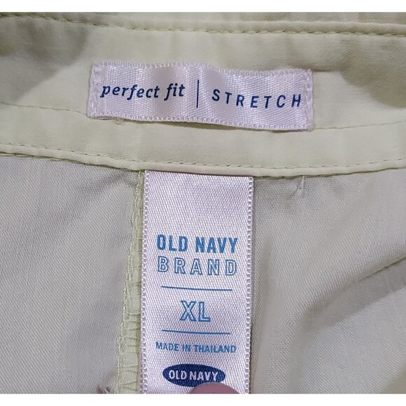 Shirt Button Up Stretch Old Navy Perfect Fit XL 3/4 Sleeves Vintage Y2K Lime - Picture 12 of 12